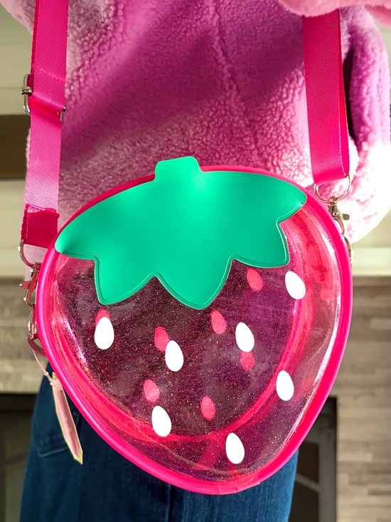 ❀ Handbags - Clear See-Thru Sparkly Strawberry Glitter Bag
